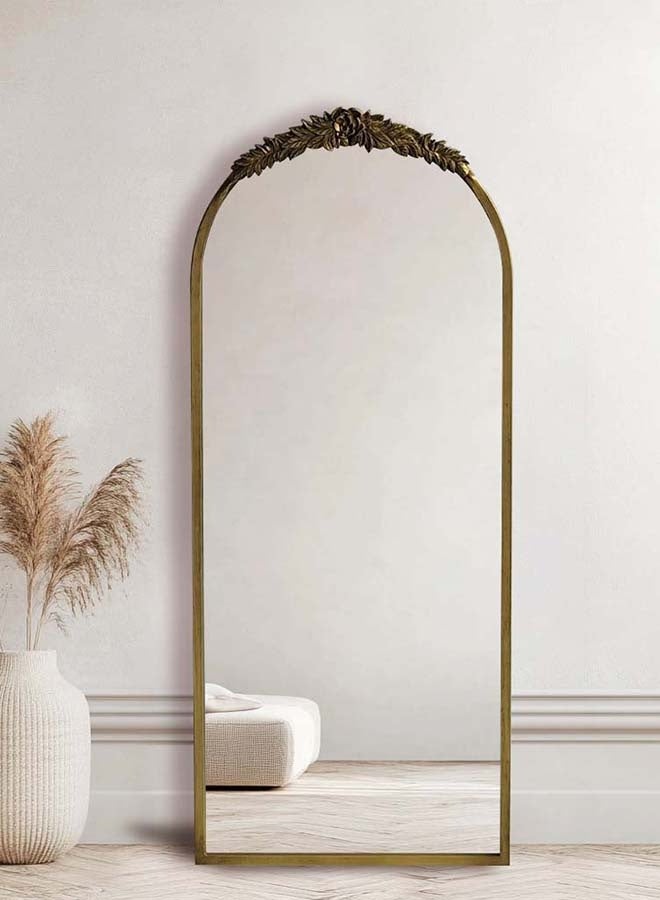 ميجو هوم مرآة حائط بإطار حديدي، مرآة ديكورية حديثة معلقة لغرفة المعيشة وغرفة النوم والمدخل، 38×3.5×99 سم، لون ذهبي - Image 5